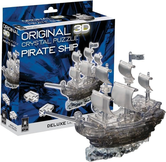 Bepuzzled Original 3D Crystal Puzzle Deluxe - Pirate Ship, Black - Fun yet challenging brain teaser that will test your skills and imagination, For Ages 12+