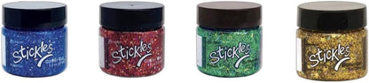 Bundle- Stickles Glitter Gels Ranger Ink Tim Holtz - Set of 4 in 1 oz Jars - Aquarius, Medusa, Solar Flare, Mars - Holiday Christmas Colors