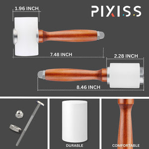 Small Hammer for Leather Working Tools by Pixiss (2 pack) - Nylon Head Mallet Hammer for Leathercraft, Leather Repair, Jewelry Making, Book Binding - Wood Hammer for Leather Carving