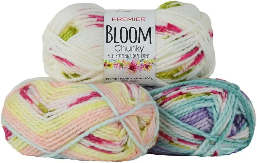 Premier Yarns Bloom Chunky Yarn, Self-Patterning Yarn for Crocheting and Knitting, Gerbera, 3.5 oz, 109 Yards