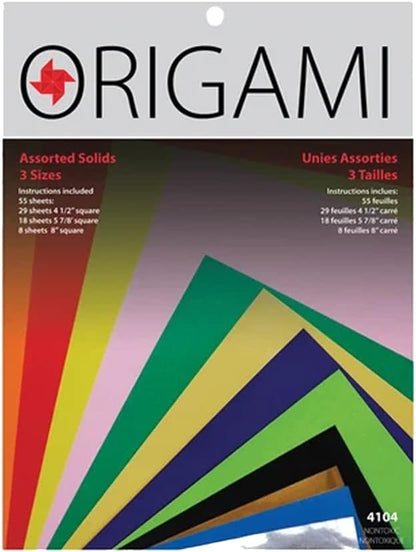 Yasutomo Origami Asst Colors 4 1/2", 5 7/8", 8" 55 Sheets