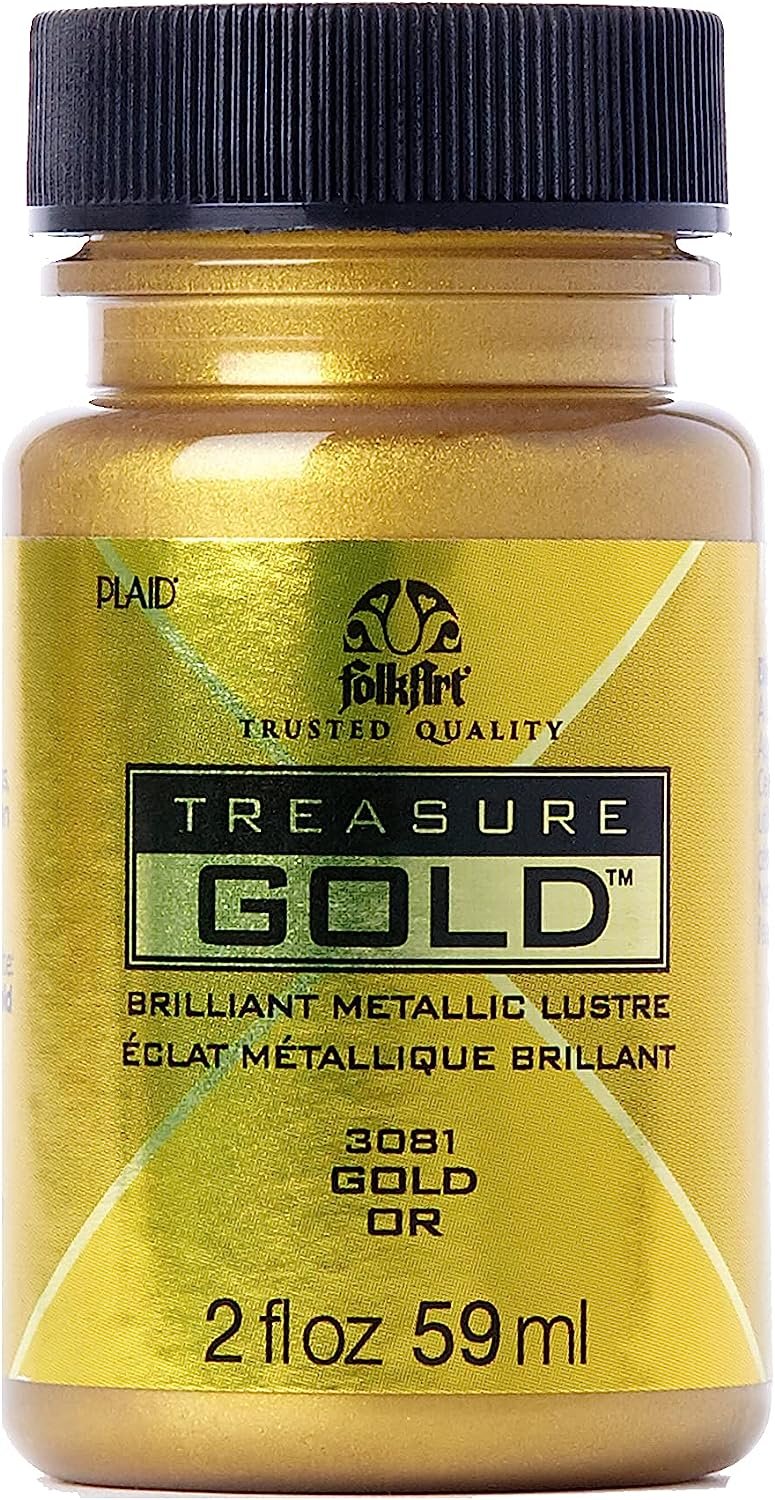 FolkArt, Platinum Assorted Crafts, 2 fl oz Treasure Gold Paint, (Pack of 1)