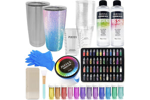 PIXISS Epoxy Resin Tumblers Kit with 2- 20oz. Tumblers, Glitter, Resin, Tape, & Accessories