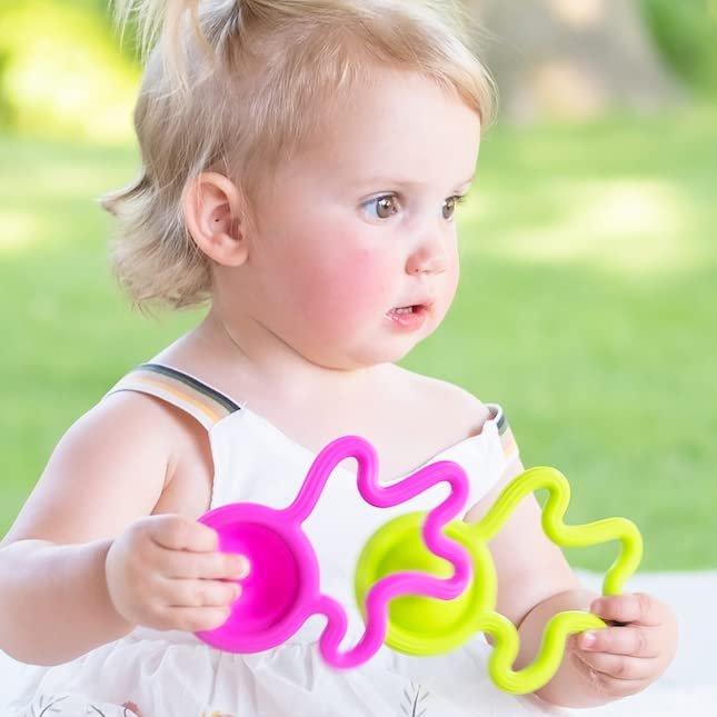 Fat Brain Toys Lil Dimpl Orange - Popping Sensory Toy & Teether, Ages 0+