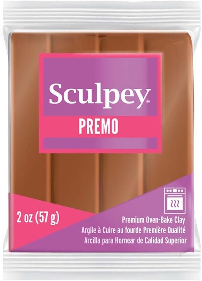 Sculpey Premo Polymer Oven-Bake Clay, Copper, Non Toxic, 2 oz. bar, Great for jewelry making, holiday, DIY, mixed media and home décor projects. Premium clay Great for clayers and artists.