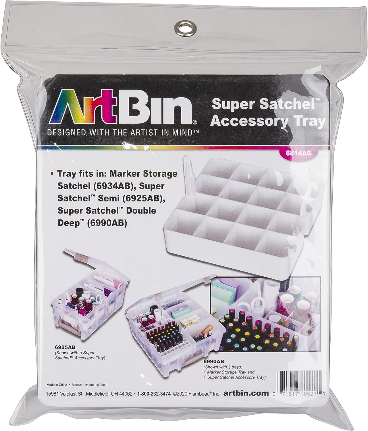 ArtBin 6814AG Super Satchel Double Deep Accessory Tray, White, 1 Tray