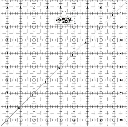 OLFA 1071799 QR-9S 9-1/2-Inch Square Frosted Advantage Acrylic Ruler