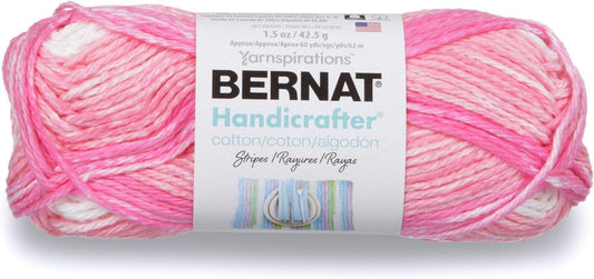 Bernat Handicrafter Cotton Stripes Yarn, 1.5 oz, Gauge 4 Medium Worsted, 100% Cotton, Natural Stripes