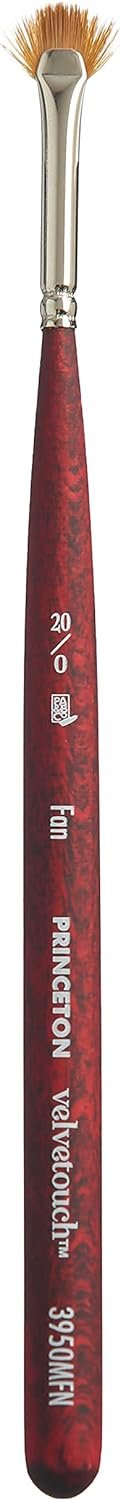 Princeton Velvetouch, Series 3950, Paint Brush for Acrylic, Oil and Watercolor, Mini- Fan, 20/0