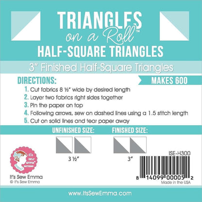 Triangles On A Roll 3in Half Square 50ft Template, 3"