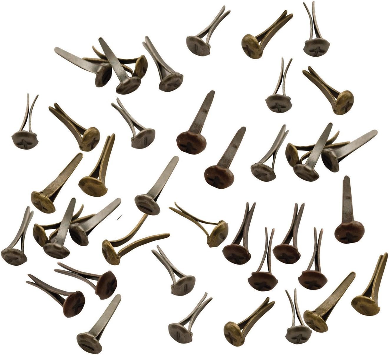 Metal Mini Fasteners by Tim Holtz Idea-ology, 99 per Pack, 1/4 Inch, Antique Finishes, TH92790