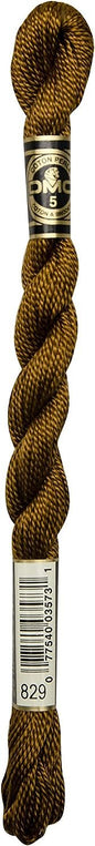 DMC 115 5-829 Pearl Cotton Thread, Very Dark Golden Olive, Size 5