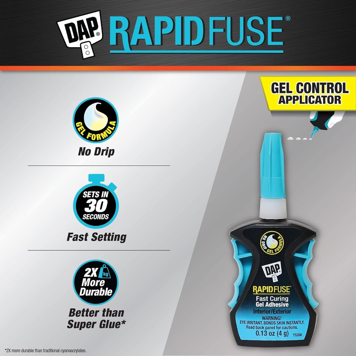 DAP RapidFuse Gel Adhesive Control Applicator, 0.13 Oz (7079800179), Clear