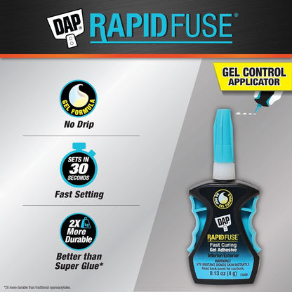DAP RapidFuse Gel Adhesive Control Applicator, 0.13 Oz (7079800179), Clear