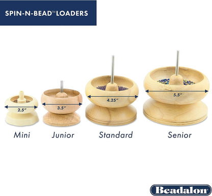 Beadalon Spin N Bead Jewelry Making Tool Wood Bead Bowl - Includes a Curved Needle for Easy Bead Stringing