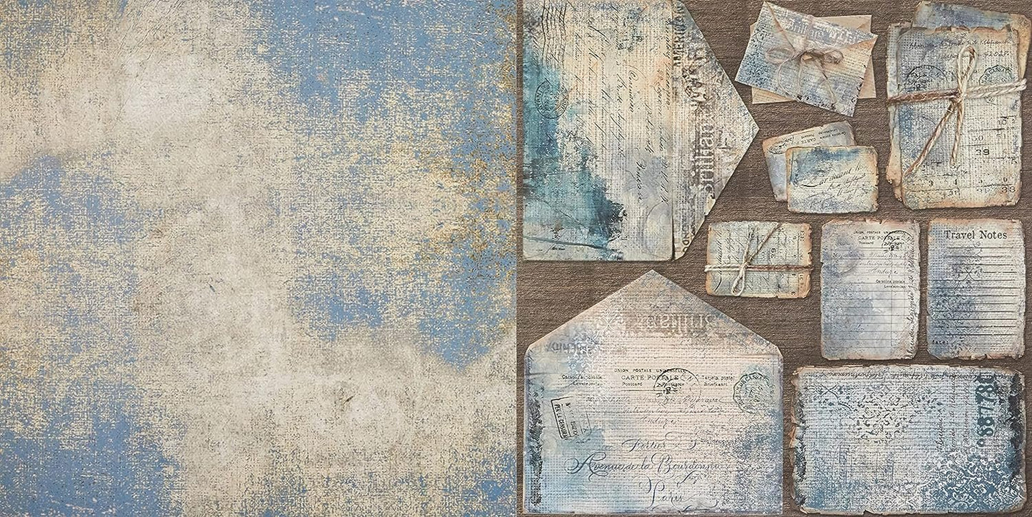 Stamperia Pack 10 Sheets Double face-Blues, 30.5x30.5cm, Multicolored