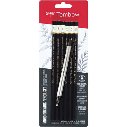 Tombow MONO Drawing Pencils 6/Pkg & Eraser Set