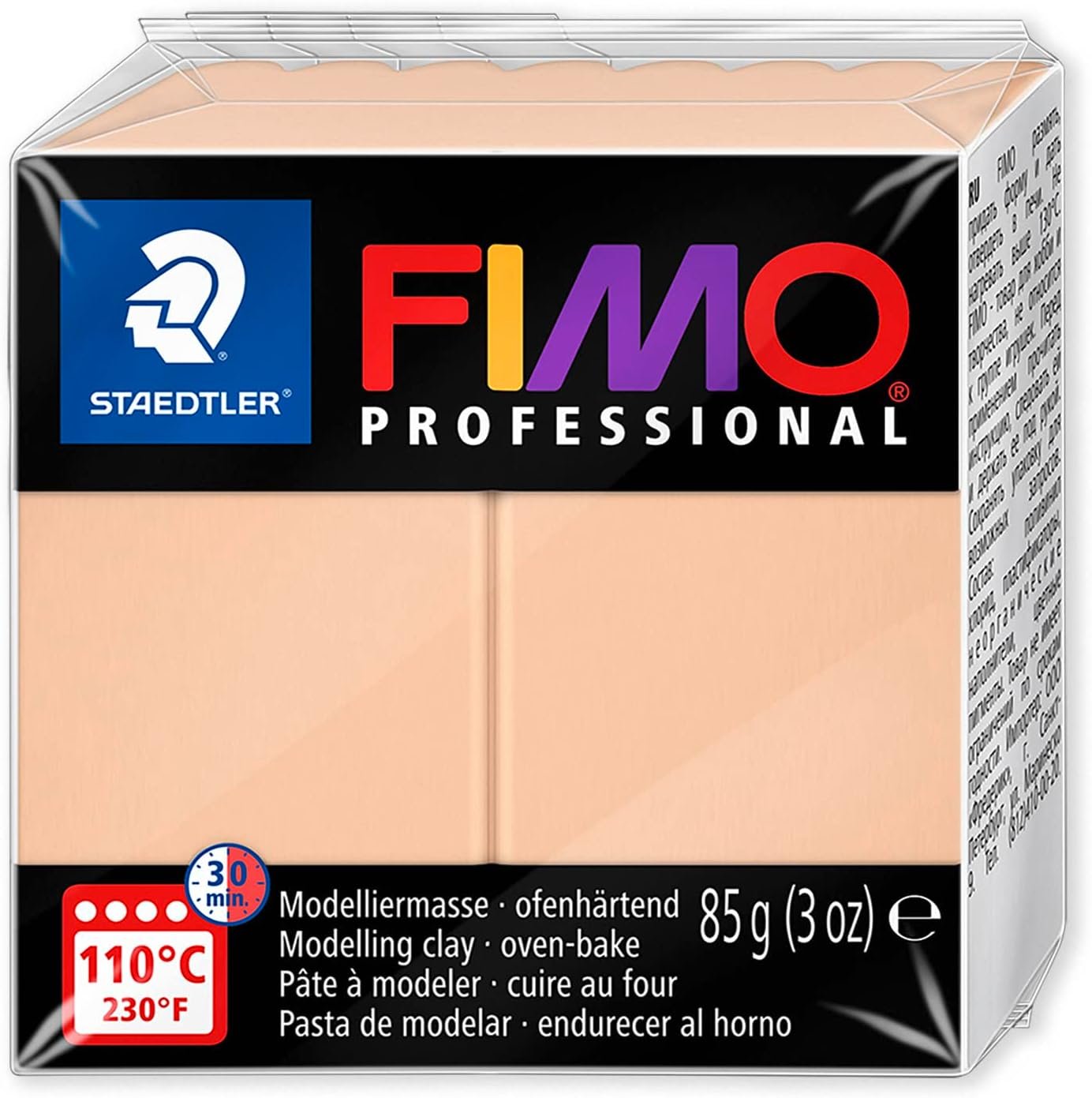 Staedtler 8004 FIMO Professional Oven-Hardening Polymer Modelling Clay - Pack of 4 x 85g Blocks - Neutral Colours