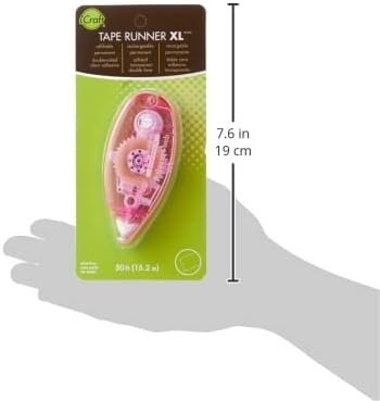 iCraft Tape Runner XL Permanent Adhesive, 6/16" x 600 Inches, Pink