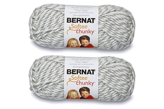 2-Pack - Bernat Softee Chunky Yarn, Grey Ragg, Single Ball