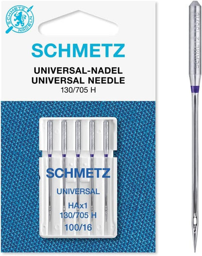 25 Schmetz Universal Sewing Machine Needles 130/705H 15x1H Size 100/1625