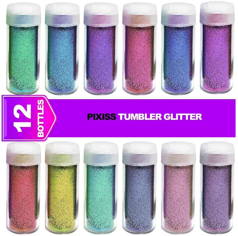 Pixiss Bulk Glitter for Tumblers, Chunky Sequins for Tumblers with 3 Silicone Epoxy Brushes Epoxy Glitter Tumbler Kit Supplies for Cup Tumbler Turner Tools