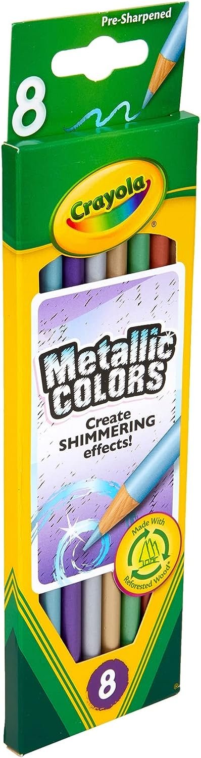 Crayola Metallic Colored Pencils, Long, 8-Pack