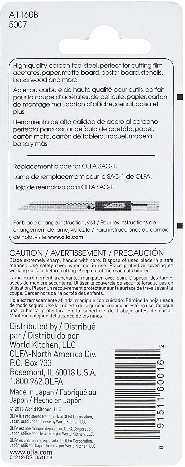 OLFA 5007 A1160B 9mm Snap-Off Art Blade, 10-Pack