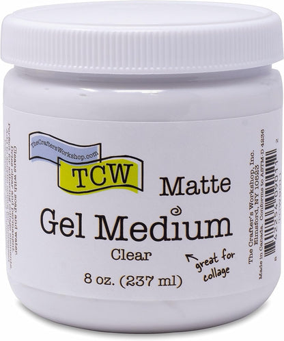 The Crafters Workshop Gel Medium, Additive for Paint, Adhesive for Canvas, Paper, or Wood, Transparent Finish for Acrylics, Matte Gel Medium, 8-oz, Matte