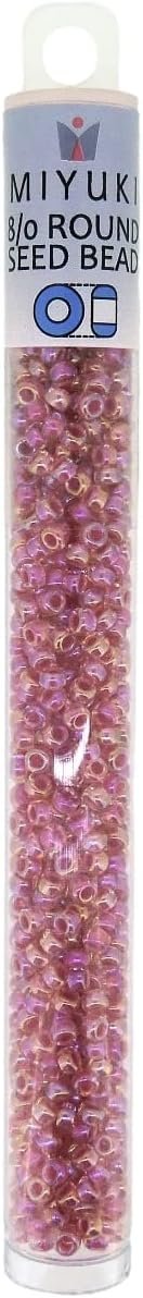 HOT Pink Lined Crystal AB Crystal MIYUKI Seed Beads APPX 22GM Tube 8/0 Round