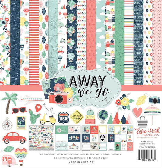 Echo Park Paper Company Away We Go Collection Kit, White