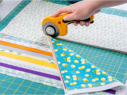 OLFA 60mm Ergonomic Rotary Cutter (RTY-3/DX) - Rotary Fabric Cutter w/Blade Cover & Squeeze Trigger for Quilting, Sewing, Crafts, Replacement Blade: OLFA RB60-1