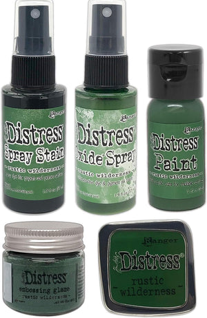 Tim Holtz Distress Rustic Wilderness November 2020 Release, Distress Ink Pad/Reinker, Oxide Ink Pad/Reinker, Embossing Glaze, Flip Top Paint, Oxide Spray, Spray Stain, Collector Enamel Pin, 9 Items