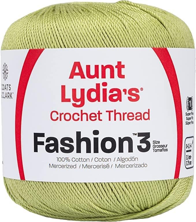 Aunt Lydia Fashion Lime Crochet - 3 Pack of 150y/137m - Cotton - Gauge 3 - Crochet