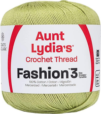 Aunt Lydia Fashion Lime Crochet - 3 Pack of 150y/137m - Cotton - Gauge 3 - Crochet