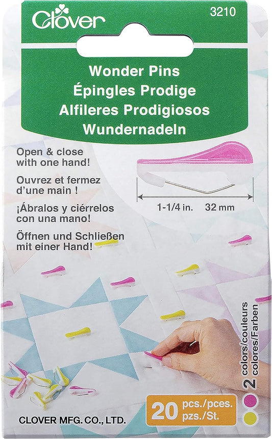 Clover Wonder Sewing Pins, Yellow and Pink