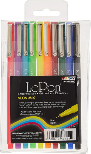 Uchida 4300-10F 10 Piece Le Neon Pen Mix, Set