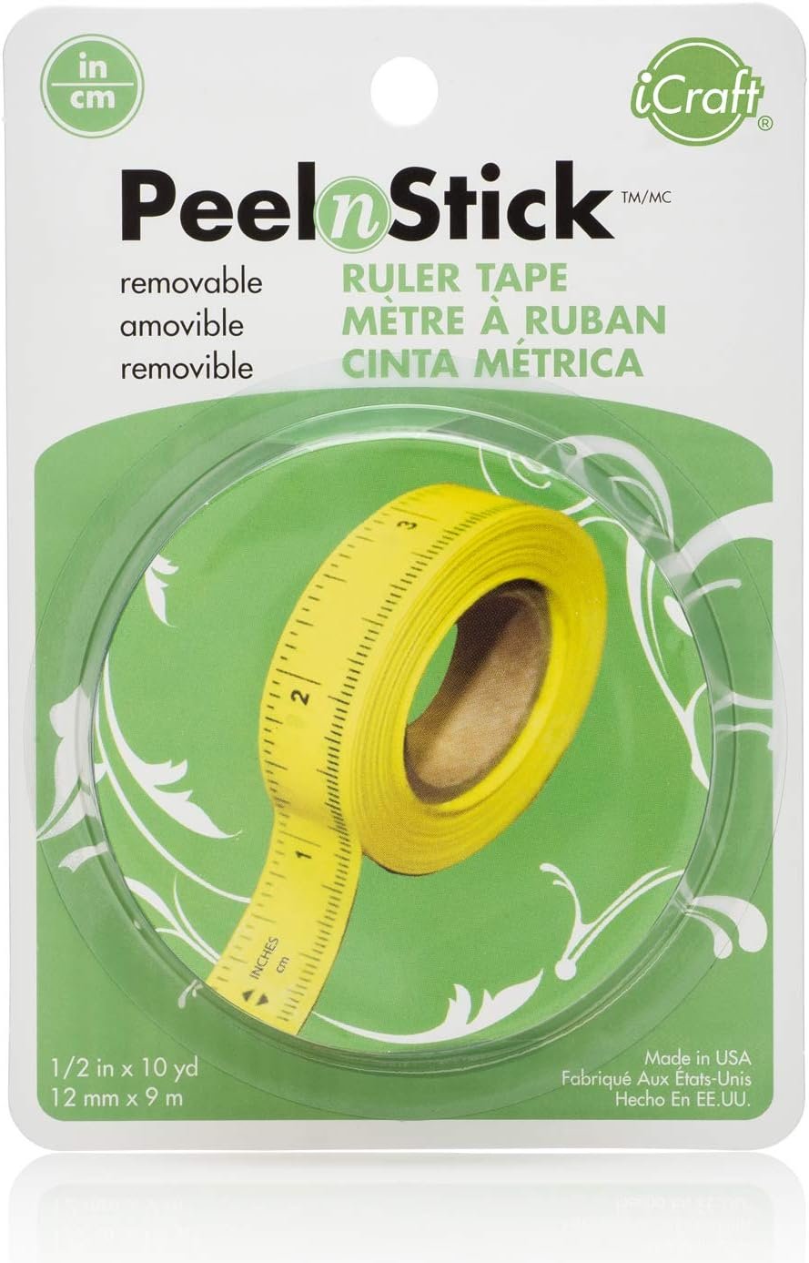 iCraft PeelnStick Removable Ruler Tape, 1/2" x 10 Yards, Green