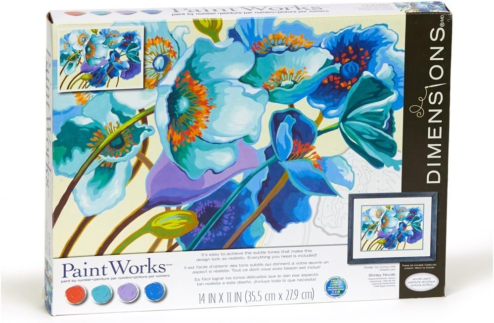 Dimensions Blue Poppies Paint by Numbers for Adults, 14'' W x 11'' L