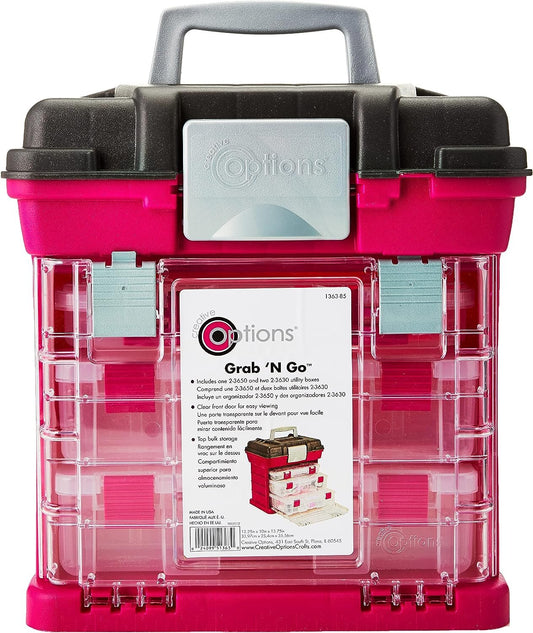 Creative Options 1363-85 Grab N' Go Rack System with Two No.2-3630 Deep Pro-Latch Organizers and One No.2-3650 Organizer, Magenta/Sparkle Gray,Medium