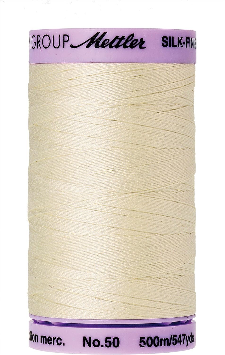 Mettler Silk-Finish Solid Cotton Thread, 547 yd/500m, Antique White