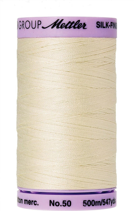 Mettler Silk-Finish Solid Cotton Thread, 547 yd/500m, Antique White