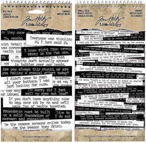 Tim Holtz - Small Talk, Snarky & Big Talk, Snarky - Idea-Ology Spiral Bound Sticker Books - 2 Books