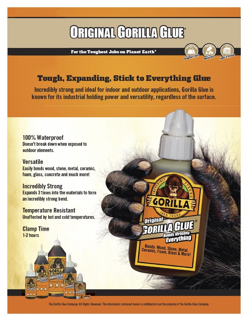 Gorilla Minis, Original Waterproof Polyurethane Glue, Four 3 gram Tubes, Brown, (Pack of 2)