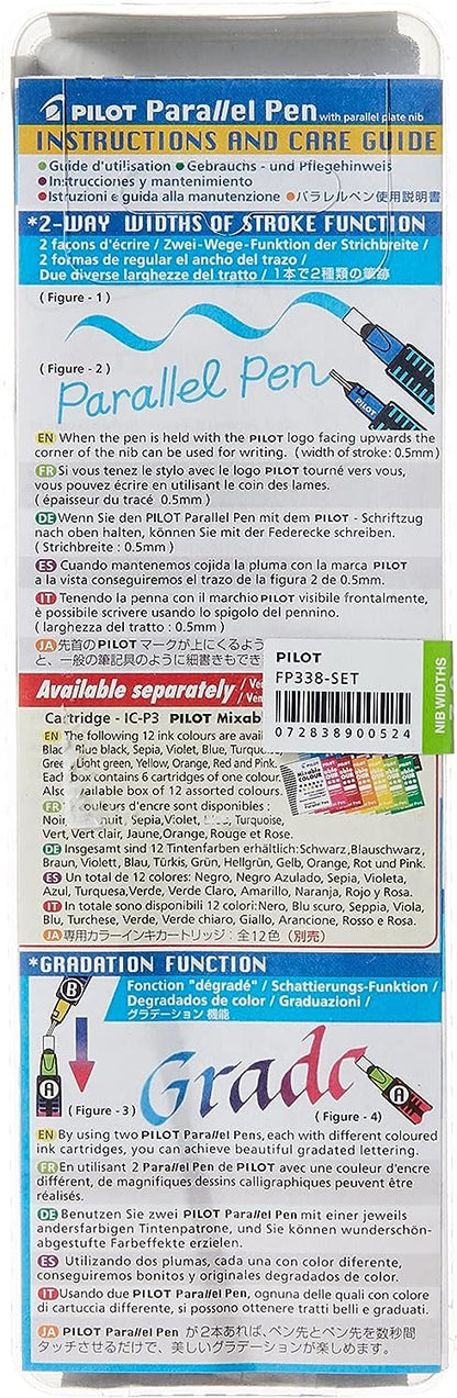 PILOT Parallel Calligraphy Pen Set, 3.8mm Nib with Black and Red Ink Cartridges (90052)