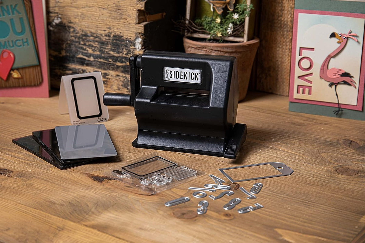 Sizzix Sidekick Starter Kit 664175 Manual Die Cutting and Embossing Machine, Black by Tim Holtz, One Size