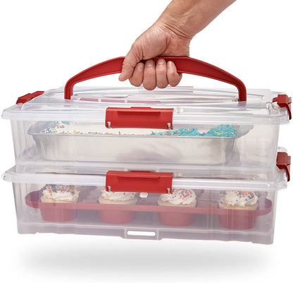Buddeez 19202R Cake and Cupcake Carrier, 1 Count (Pack of 1), Red