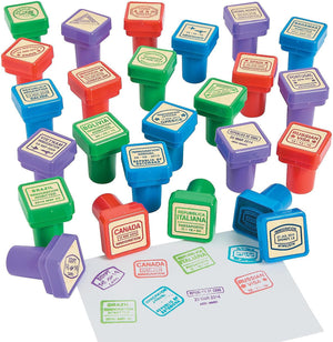 Fun Express Passport Stampers - 24 Pieces - Educational and Learning Activities for Kids