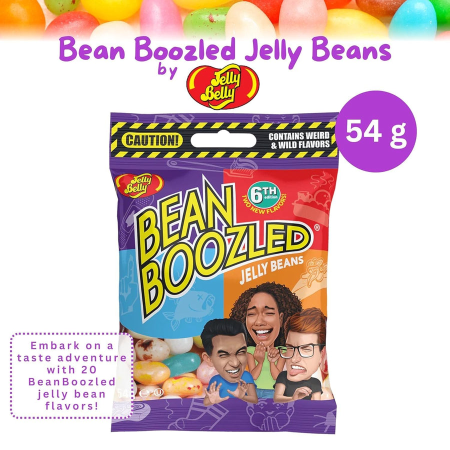 Jelly Beans Individual Packs (1.9oz, 3-pack) and Mini Candy Dispenser (7.5cm x 2.5cm) - Unpredictable Flavors - Jelly Belly Refill Packs for Bean Boozled - Pocket Size Travel Case for Desktops