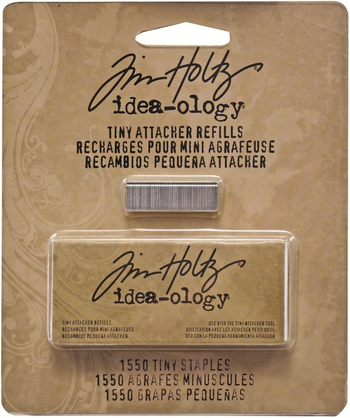 Metal Tiny Attacher Refills by Tim Holtz Idea-ology, Box of 1550 Staples, .25 Inches, TH92801